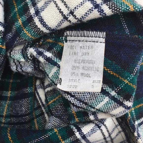 Vintage Green and White Plaid wool blend skirt size 5 - Picture 3 of 6